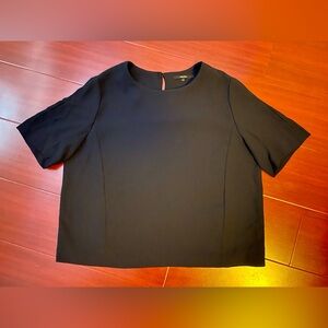 Tahari ASL Black Boxy Short-Sleeve Blouse